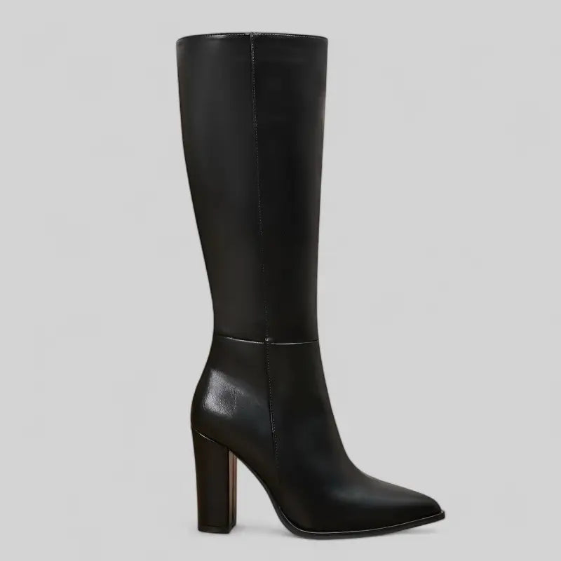 Bottes à talons hauts en cuir noir pour femme - 9,5cm