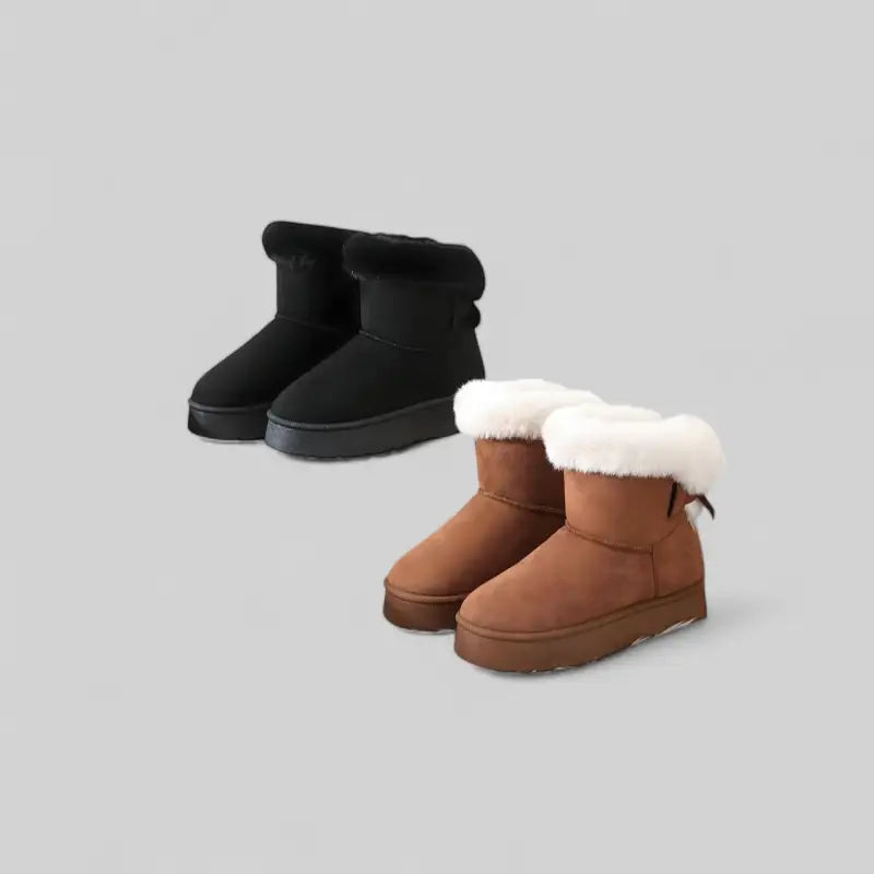 Bottes d’hiver fourrées en suédine marron pour femme