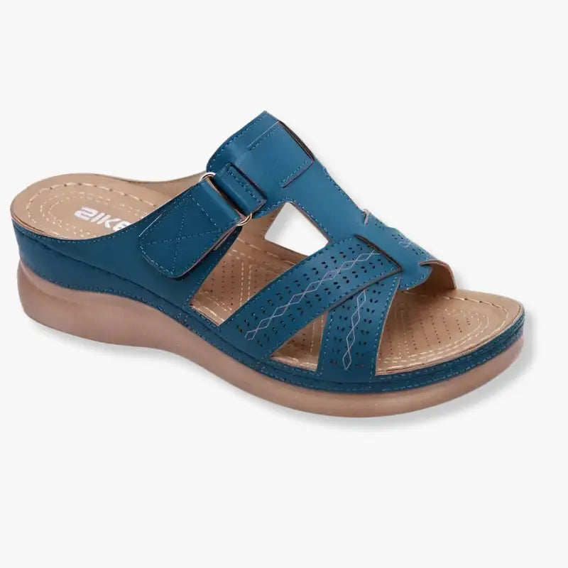 Sandales orthopédiques cuir femme - Bleu / 43