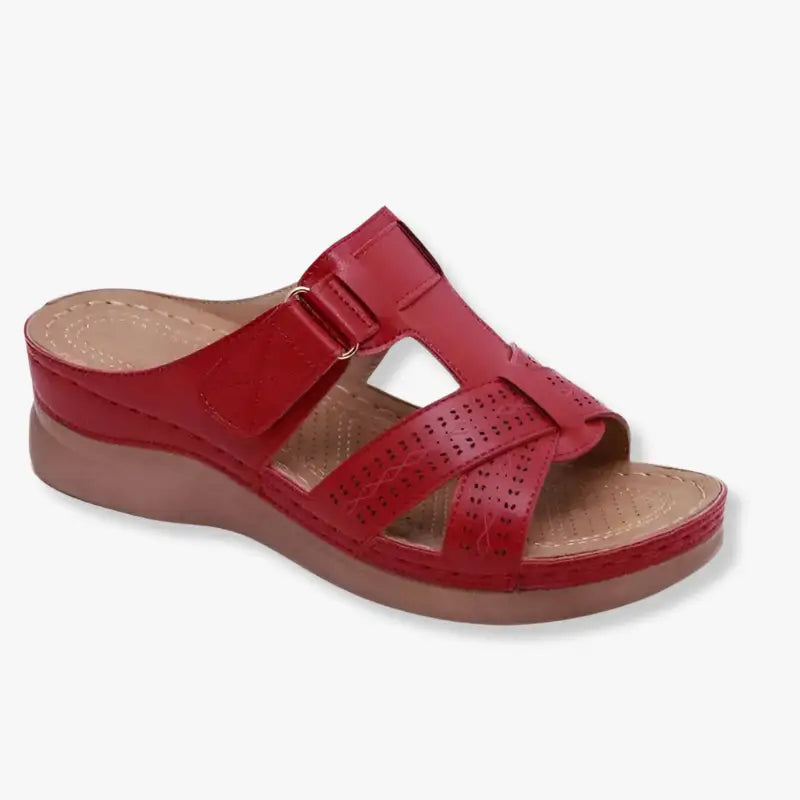 Sandales orthopédiques cuir femme - Bordeau / 43