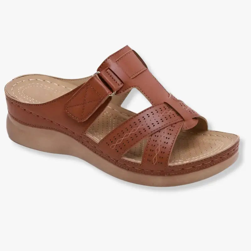 Sandales orthopédiques cuir femme - Marron / 43